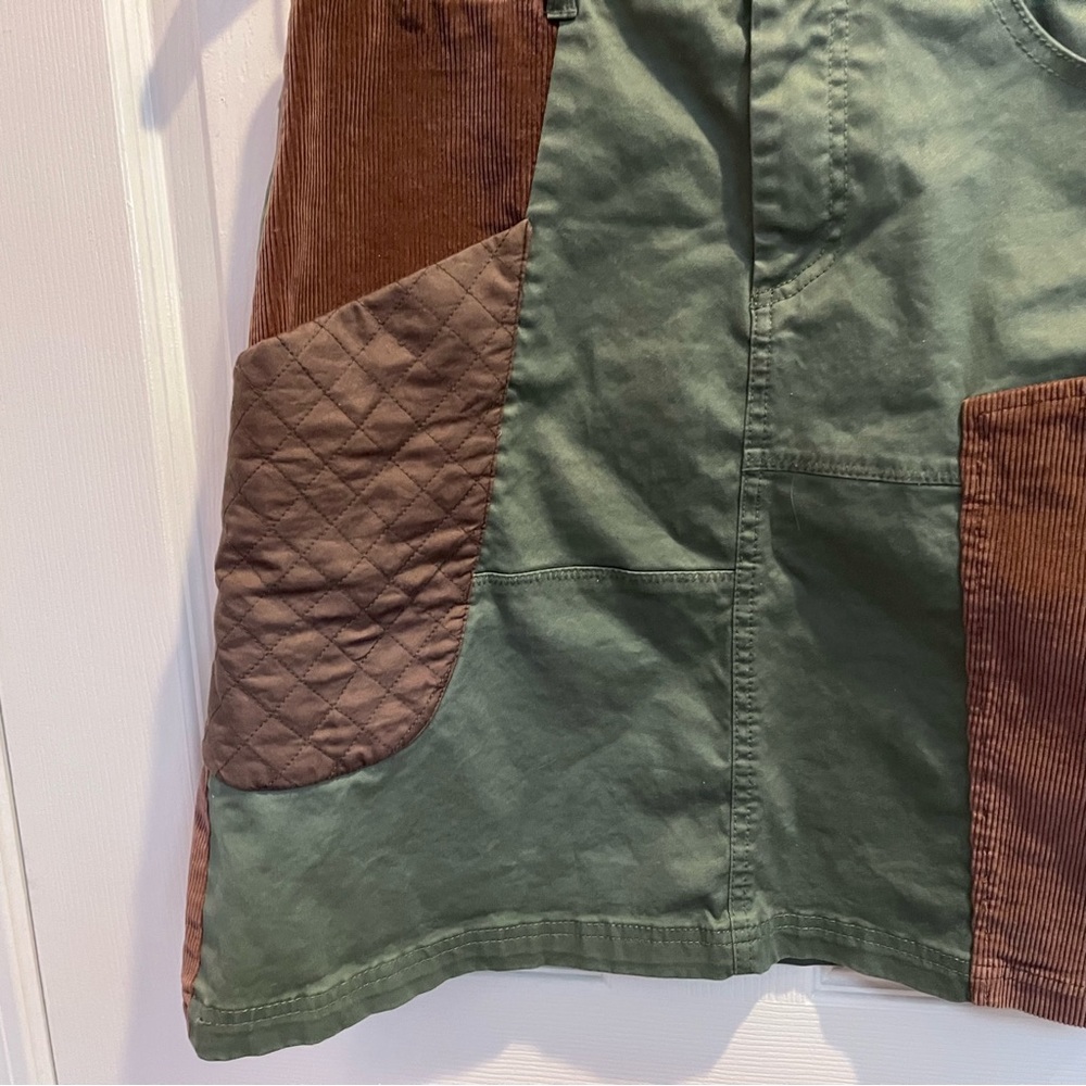 Anthropologie Meadow Rue size 2 Patchwork Skirt Olive Green/Brown - Picture 5 of 14